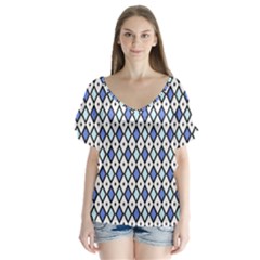 Blue Jess V-neck Flutter Sleeve Top by jumpercat