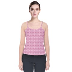 Pattern Pink Grid Pattern Velvet Spaghetti Strap Top