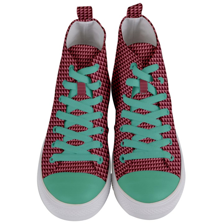 Red Triangulate Women s Mid-Top Canvas Sneakers