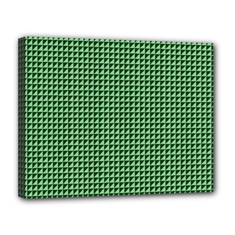 Green Triangulate Canvas 14  X 11  by jumpercat