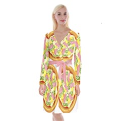 Pizza Clip Art Long Sleeve Velvet Front Wrap Dress