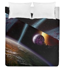 Planets In Space Duvet Cover Double Side (queen Size)