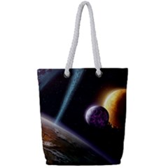 Planets In Space Full Print Rope Handle Tote (small) by Sapixe