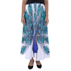 Peacock Bird Peacock Feathers Flared Maxi Skirt by Sapixe