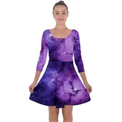 Purple Space Quarter Sleeve Skater Dress