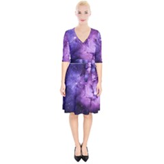 Purple Space Wrap Up Cocktail Dress