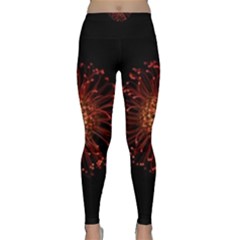 Red Flower Blooming In The Dark Classic Yoga Leggings by Sapixe