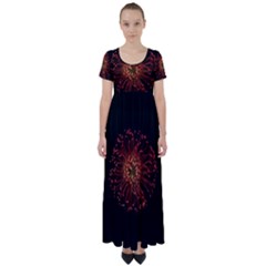 Red Flower Blooming In The Dark High Waist Short Sleeve Maxi Dress by Sapixe