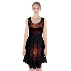 Red Flower Blooming In The Dark Racerback Midi Dress by Sapixe