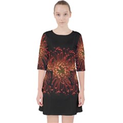 Red Flower Blooming In The Dark Pocket Dress by Sapixe