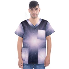Real Photographs In Saturns Rings Men s V-neck Scrub Top
