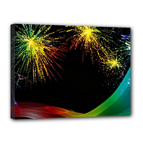 Rainbow Fireworks Celebration Colorful Abstract Canvas 16  X 12  by Sapixe