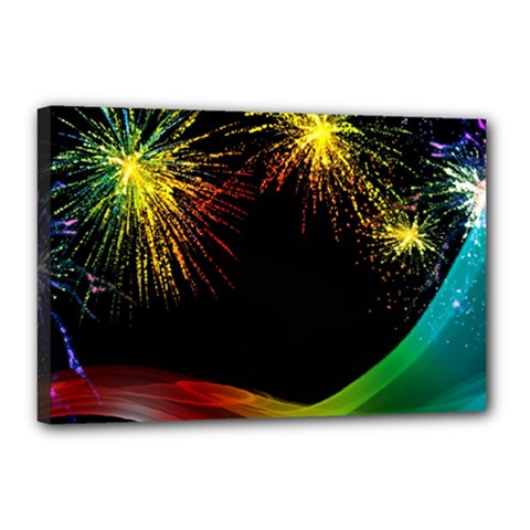 Rainbow Fireworks Celebration Colorful Abstract Canvas 18  X 12  by Sapixe