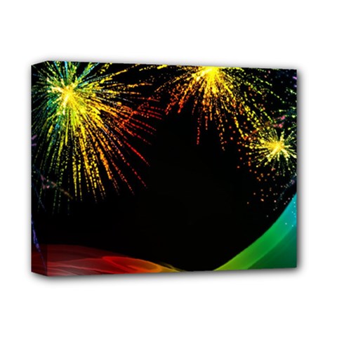 Rainbow Fireworks Celebration Colorful Abstract Deluxe Canvas 14  X 11 