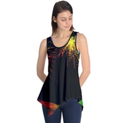 Rainbow Fireworks Celebration Colorful Abstract Sleeveless Tunic by Sapixe