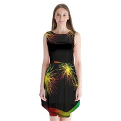 Rainbow Fireworks Celebration Colorful Abstract Sleeveless Chiffon Dress   by Sapixe