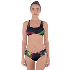 Rainbow Fireworks Celebration Colorful Abstract Criss Cross Bikini Set