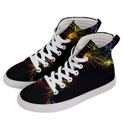 Rainbow Fireworks Celebration Colorful Abstract Women s Hi-top Skate Sneakers by Sapixe