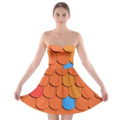 Roof Brick Colorful Red Roofing Strapless Bra Top Dress