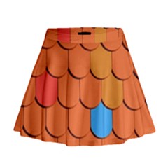 Roof Brick Colorful Red Roofing Mini Flare Skirt by Sapixe
