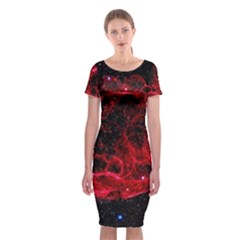 Red Nebulae Stella Classic Short Sleeve Midi Dress by Sapixe