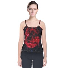 Red Nebulae Stella Velvet Spaghetti Strap Top