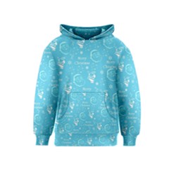 Santa Christmas Collage Blue Background Kids  Pullover Hoodie