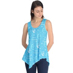 Santa Christmas Collage Blue Background Sleeveless Tunic by Sapixe