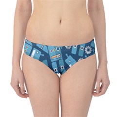 Seamless Pattern Robot Hipster Bikini Bottoms by Sapixe