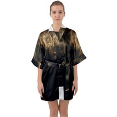 Smoke Fume Smolder Cigarette Air Quarter Sleeve Kimono Robe by Sapixe