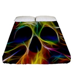 Skulls Multicolor Fractalius Colors Colorful Fitted Sheet (queen Size) by Sapixe