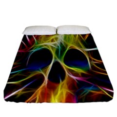 Skulls Multicolor Fractalius Colors Colorful Fitted Sheet (california King Size) by Sapixe