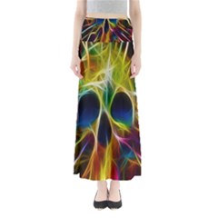 Skulls Multicolor Fractalius Colors Colorful Full Length Maxi Skirt by Sapixe