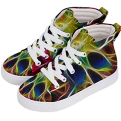 Skulls Multicolor Fractalius Colors Colorful Kid s Hi-top Skate Sneakers by Sapixe