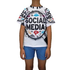 Social Media Computer Internet Typography Text Poster Kids  Short Sleeve Swimwear by Sapixe