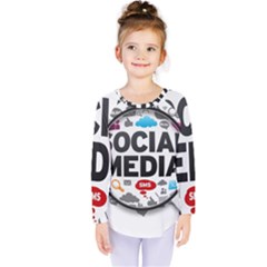 Social Media Computer Internet Typography Text Poster Kids  Long Sleeve Tee