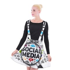 Social Media Computer Internet Typography Text Poster Suspender Skater Skirt