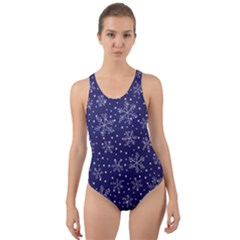 Snowflakes Pattern Cut-out Back One Piece Swimsuit