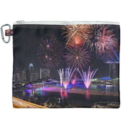 Singapore The Happy New Year Hotel Celebration Laser Light Fireworks Marina Bay Canvas Cosmetic Bag (xxxl)