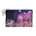 Singapore New Years Eve Holiday Fireworks City At Night Canvas Cosmetic Bag (Large) View1