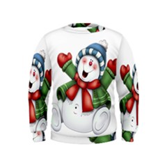 Snowman With Scarf Kids  Sweatshirt