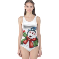 Snowman With Scarf One Piece Swimsuit