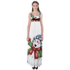 Snowman With Scarf Empire Waist Maxi Dress