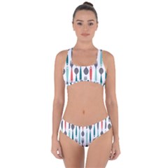 Spoon Fork Knife Pattern Criss Cross Bikini Set by Sapixe