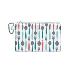 Spoon Fork Knife Pattern Canvas Cosmetic Bag (small)