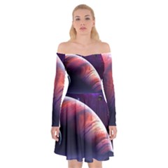 Space Art Nebula Off Shoulder Skater Dress