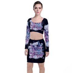 Panic At The Disco Art Long Sleeve Crop Top & Bodycon Skirt Set