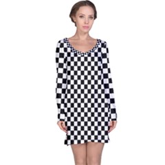 Checker Black and White Long Sleeve Nightdress