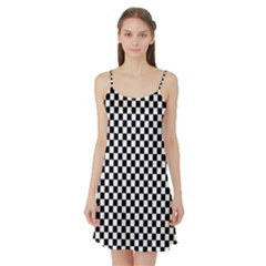 Checker Black and White Satin Night Slip