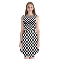 Checker Black and White Sleeveless Chiffon Dress  